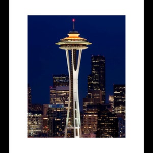 Seattle Skyline Image, Space Needle at night photo image 3