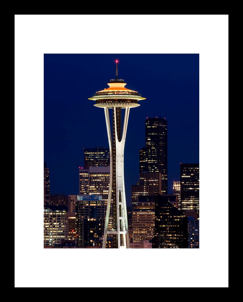 Seattle Skyline Image, Space Needle at night photo image 3