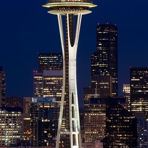 Seattle Skyline Image, Space Needle at night photo image 2