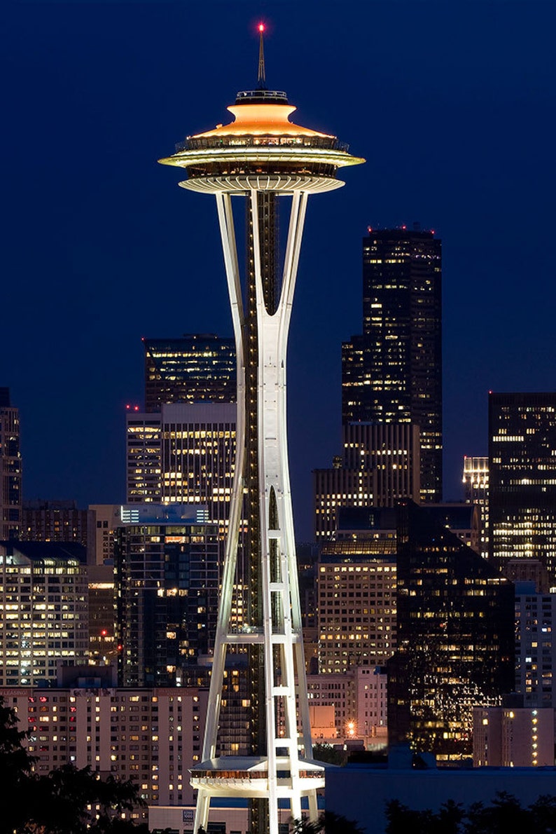 Seattle Skyline Image, Space Needle at night photo image 2