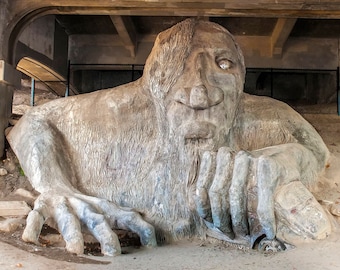 Troll sculptuur beeld, Seattle foto, brug Troll foto