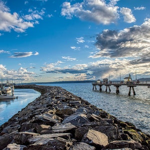 Paysage marin, Vue de puget sound, nuages, État de Washington, image 2