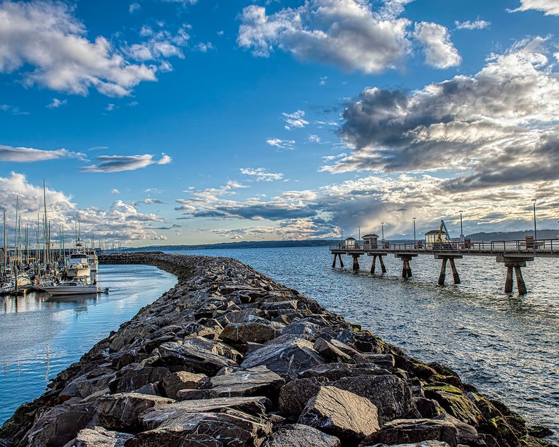 Paysage marin, Vue de puget sound, nuages, État de Washington, image 2