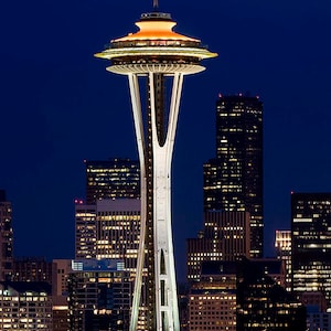 Seattle Skyline Image, Space Needle at night photo image 1