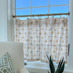 Chisel pattern Cafe Curtain Linen (LOOK) Texture , Tier Curtains, Kitchen Curtains, Bathroom Curtains , Window Treatment, Mid Century Modern