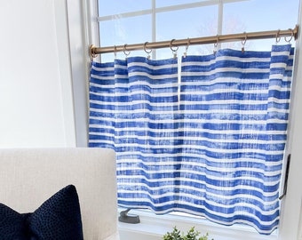 Fun Striped Cafe Curtain Linen (LOOK) Texture , Tier Curtains, Kitchen Curtains, Bathroom Curtains , Window Treatments, Farmhouse Style