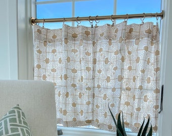 Chisel pattern Cafe Curtain Linen (LOOK) Texture , Tier Curtains, Kitchen Curtains, Bathroom Curtains , Window Treatment, Mid Century Modern