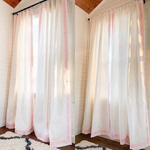 Solid Color Curtains with Ribbon Detailing, Designer your own Design, Greek Key Curtains, Window Treatments , Curtains, Valance, Nursery