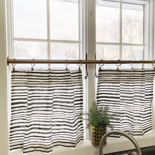 Beautiful stripe cafe Curtain for your kitchen , bathroom, dining room boho or Nautical Decor
