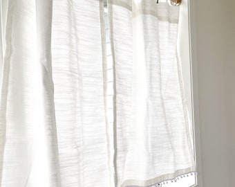 Pom Pom Cafe Curtain: White Tassel Kitchen or Nursery Decor