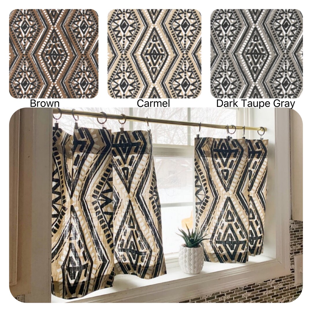 Boho Style Diamond Cafe Curtains, Bathroom Decor, Kitchen Decor
