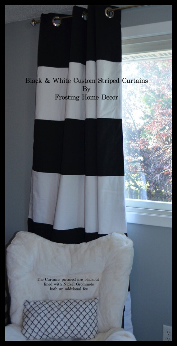 Custom Black And White Striped Curtains Stripes Color Etsy