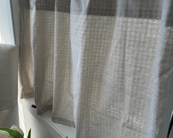 Beautiful brown with white houndstooth  Cafe Curtain perfect for your kitchen , bathroom,  farmhouse, window treatments