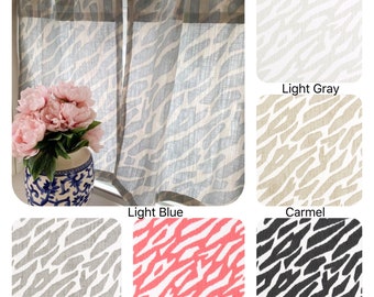 Zebra print cotton linen look cafe curtains, bathroom Decor, Kitchen Decor, bold color, animal print curtain, modern curtain
