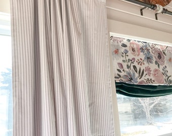 Ticking Striped Curtains: Farmhouse Style Window Treatments (Pair)