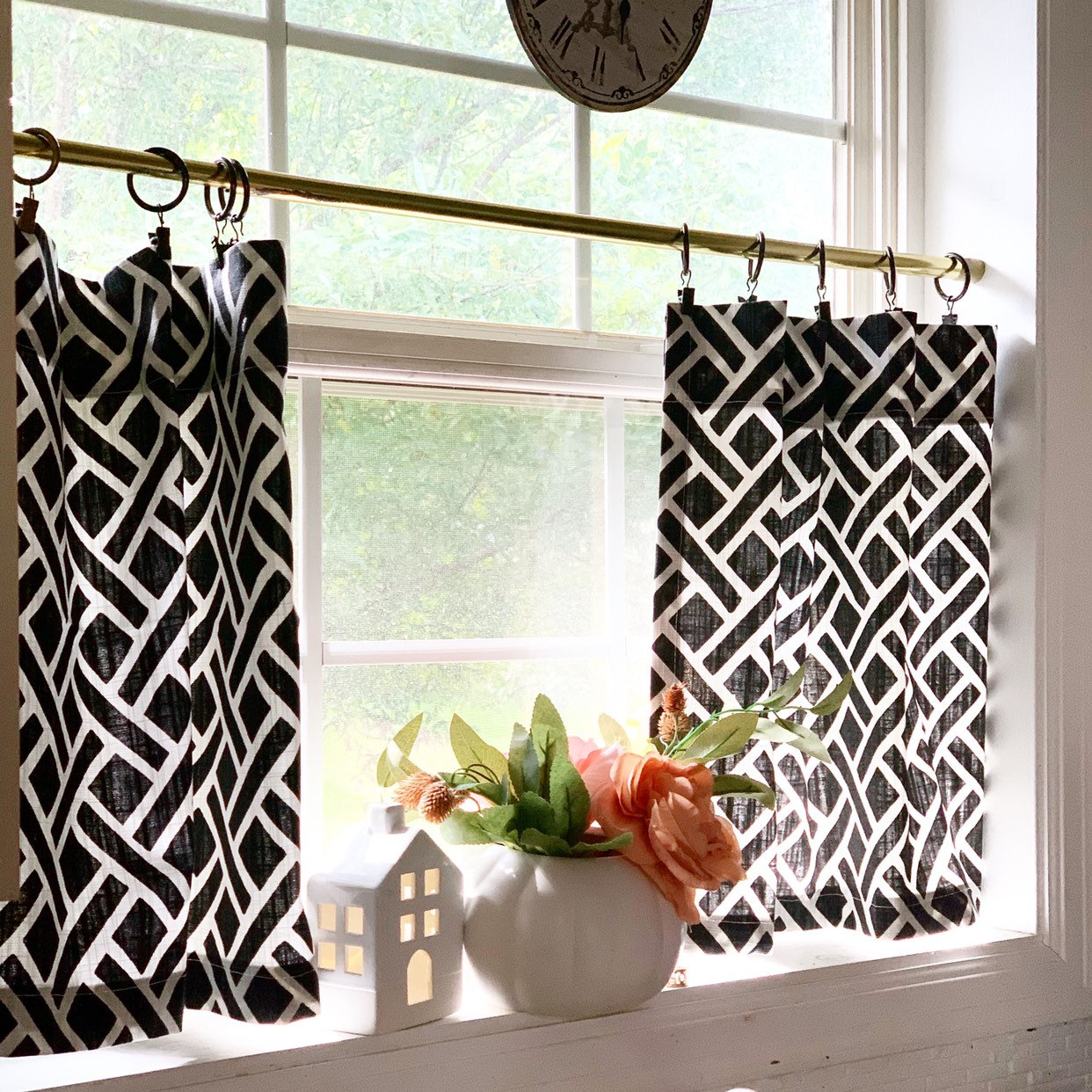 Black Designer Fabric Cafe Curtains 36 Patterns to choose Etsy