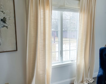 Cotton Slub cream/ ivory (Linen look) Curtains ,Window treatments, Farmhouse style, white curtains , bedroom curtains, Solid color Curtains
