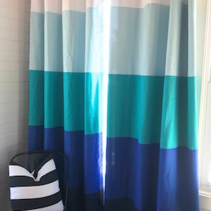 Custom Multi Colored Blue Striped Curtains your Size, Stripes, Color Blocked, Nautical , Nursery Curtains, Window Treatments image 1