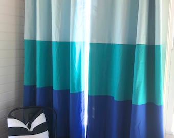 Custom Multi Colored Blue Striped Curtains your Size, Stripes, Color Blocked, Nautical , Nursery Curtains, Window Treatments