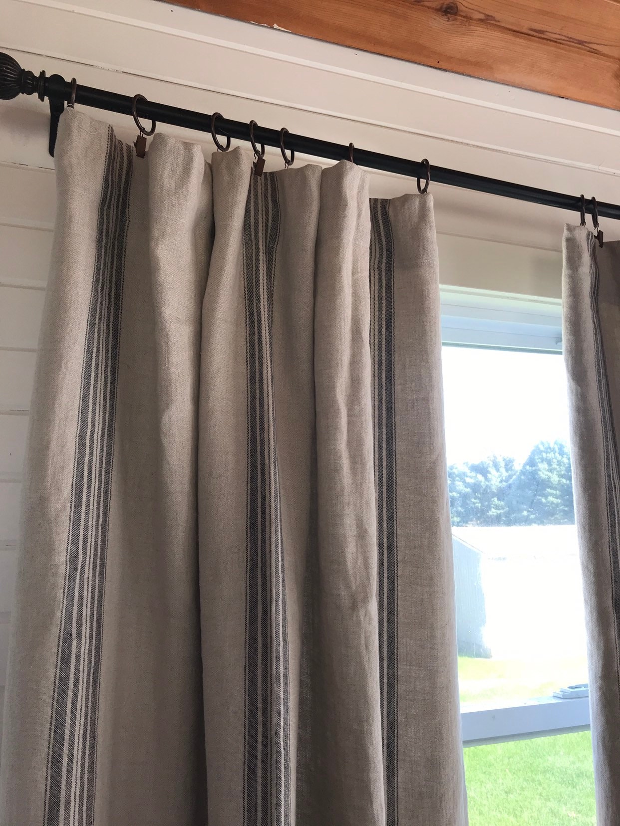 Luxury Linen Striped Curtains Window Treatments-drape - Etsy