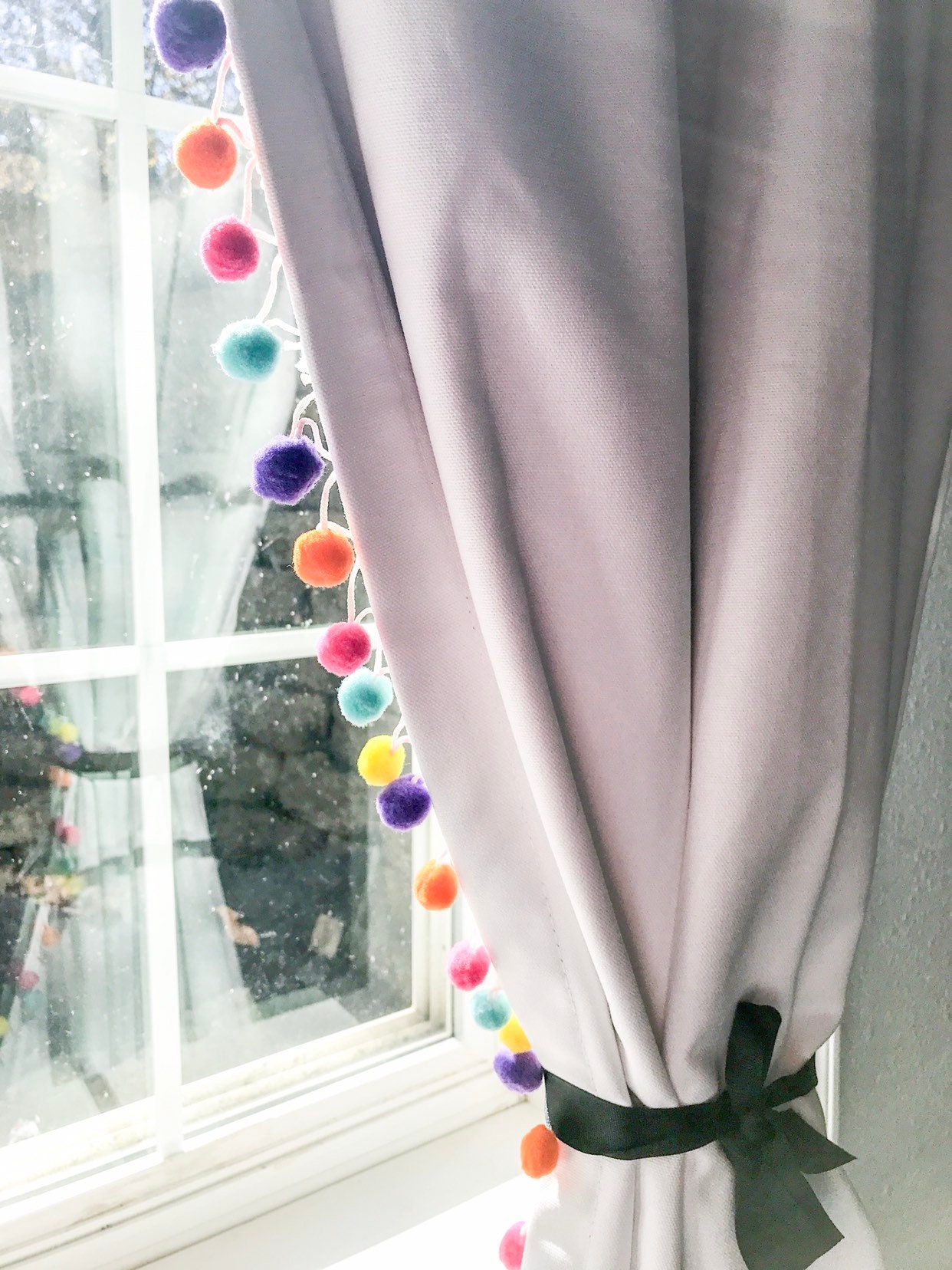 Pom Pom Curtains Pom Pom Decor Tassel Curtain Cafe curtain Etsy