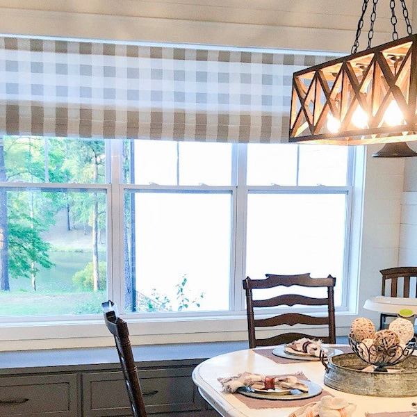 Buffalo Check Faux Roman Shade: Farmhouse Plaid Curtain