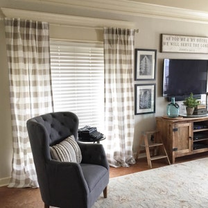 1 pair of Plaid Curtains , Plaid , Buffalo Plaid , Window Treatments, Curtains , Buffalo Check, Nursery, Vintage Home D