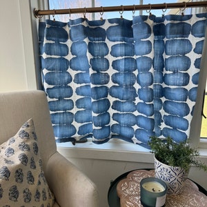 Shibori cotton linen Texture Cafe Curtains , Tier Curtains, Kitchen Curtains, Bathroom Curtains , Window Treatments, Farmhouse Style