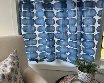 Shibori cotton linen Texture Cafe Curtains , Tier Curtains, Kitchen Curtains, Bathroom Curtains , Window Treatments, Farmhouse Style