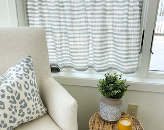 Navy and white striped cafe curtains linen curtains  Window Treatments-Curtains , modern curtains, tonic living fabric