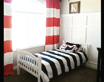 Custom Red and White Striped Curtains, Stripes, Color Blocked, Nursery Curtains, Striped Home Decor, Black Striped Curtains,