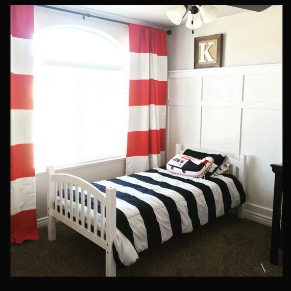 Custom Red And White Striped Curtains Stripes Color Blocked Etsy