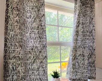 Beautiful black and white tribal Cafe Curtain for your kitchen , bathroom, dining room perfect boho or Modern Decor