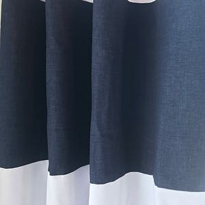 1 Pair of Chambray and White Striped Curtains, Window Treatments, Stripes, Color Blocked, Nautical , Nursery Curtains, Denim Curtains image 2