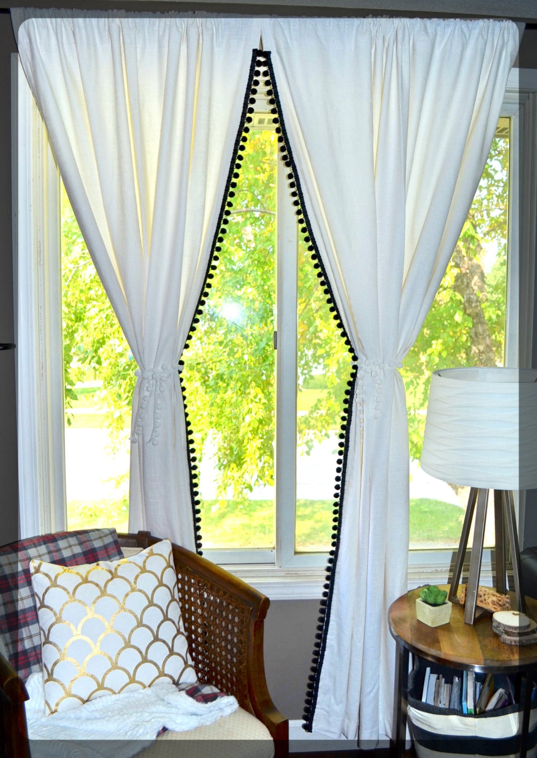 White pom 2024 pom curtains