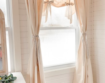 Cotton Slub (Linen look) Curtains ,Window treatments, Farmhouse style, white curtains , Valance, Solid White Curtains