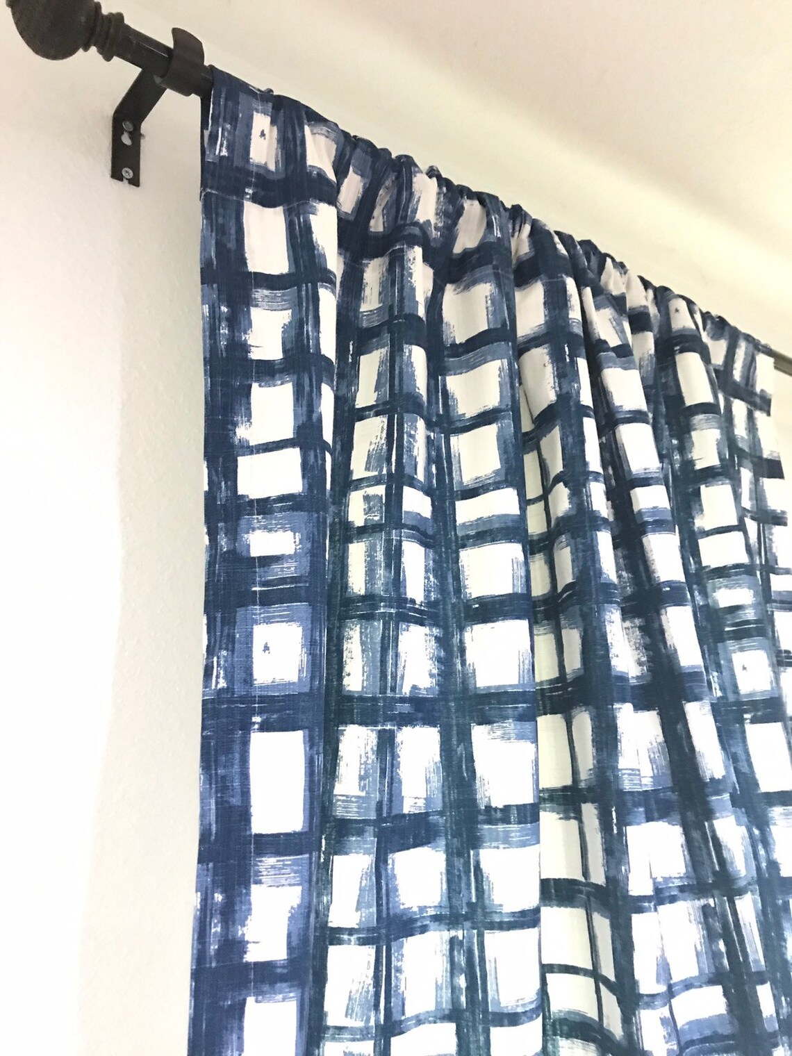 2 Panels Modern Window Pane Print Fabric Grid Pattern Modern Etsy