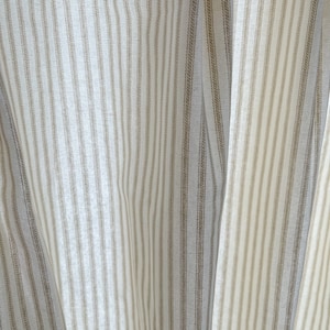 Pleated cream and brown ticking striped Cafe Curtain , Tier Curtains, Kitchen Curtains, Bathroom Curtains , Window Treatments, Farmhouse image 3