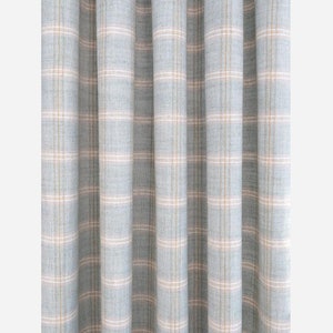 Luxury Nantucket plaid blue drapes, checked curtains  Window Treatments-Curtains, brown striped , modern curtains, tonic living fabric