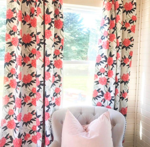 Bold Floral Spoonflower Curtains Floral Home Decor Window Etsy