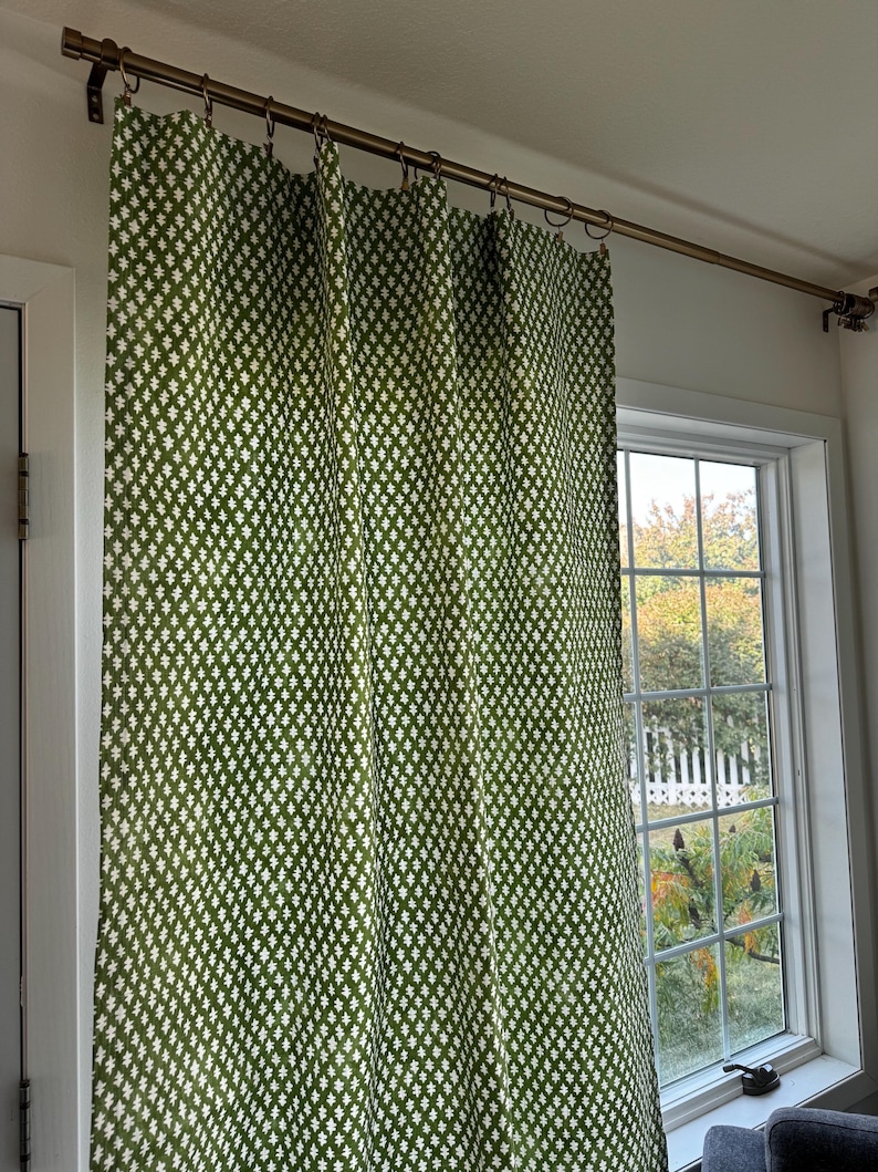 Pattern Block Curtain 1 Pair of Block Print Curtains Collection, Modern Curtains, Window ...