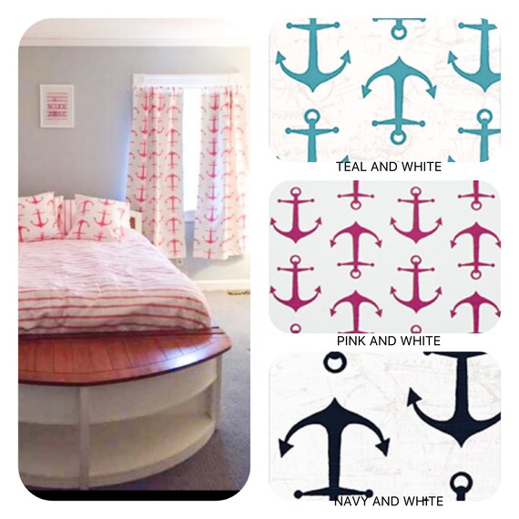 Nautical Pair Curtains You Choose Fabric And Length Window Etsy
