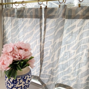 Zebra print cotton linen look cafe curtains, bathroom Decor, Kitchen Decor, bold color, animal print curtain, modern curtain