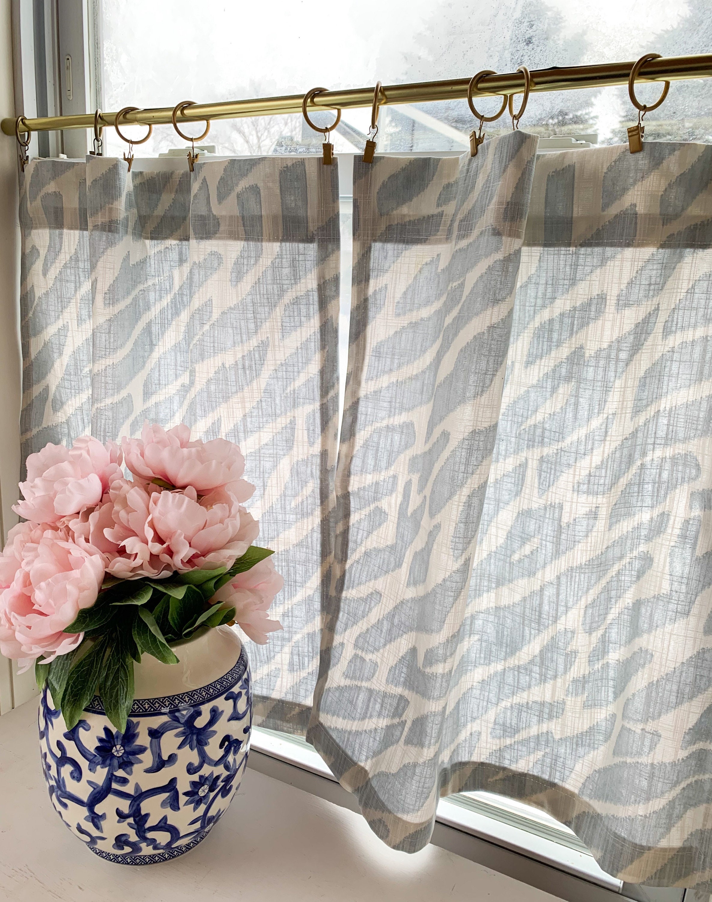 Zebra Print Cotton Linen Look Cafe Curtains Bathroom Decor Etsy Zebra Print Cotton Linen Look Cafe Curtains Bathroom Decor Etsy
