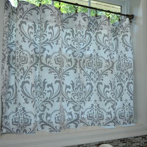 Damask Cafe Curtain choose Color, Window Treatments, Kitchen Valance, Valance, Cafe Curtain, Bathroom Curtains, Damask Fabric image 1