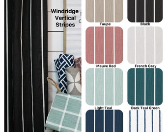 Brand New Slub Textured Modern  Farmhouse Vertical Striped Curtains,  Drapes, Window Treatments, Striped Curtains,  Black and White Curtain