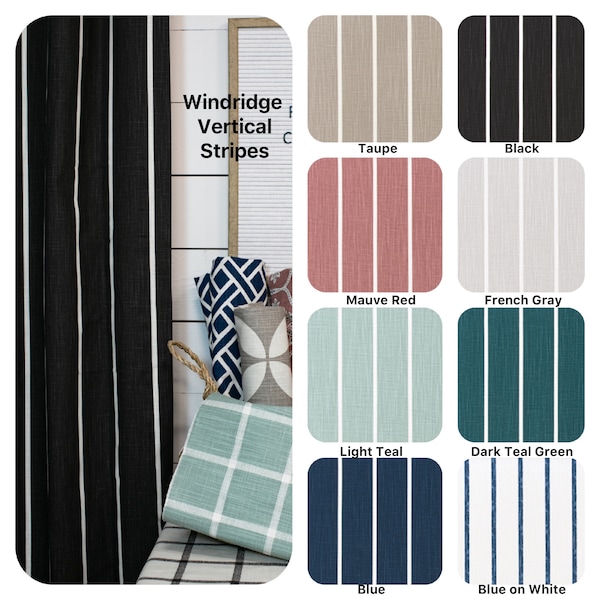 Brand New Slub Textured Modern  Farmhouse Vertical Striped Curtains,  Drapes, Window Treatments, Striped Curtains,  Black and White Curtain