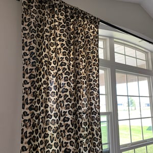 1 pair of leopard print Curtains perfect for your Modern Boho Nursery, Dining room Decor, Bedroom Curtains