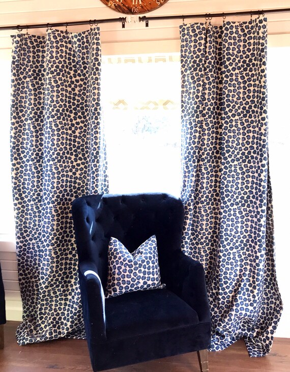 Bold Updated Leopard Print Fabric Curtains 4 Colors Blue Etsy