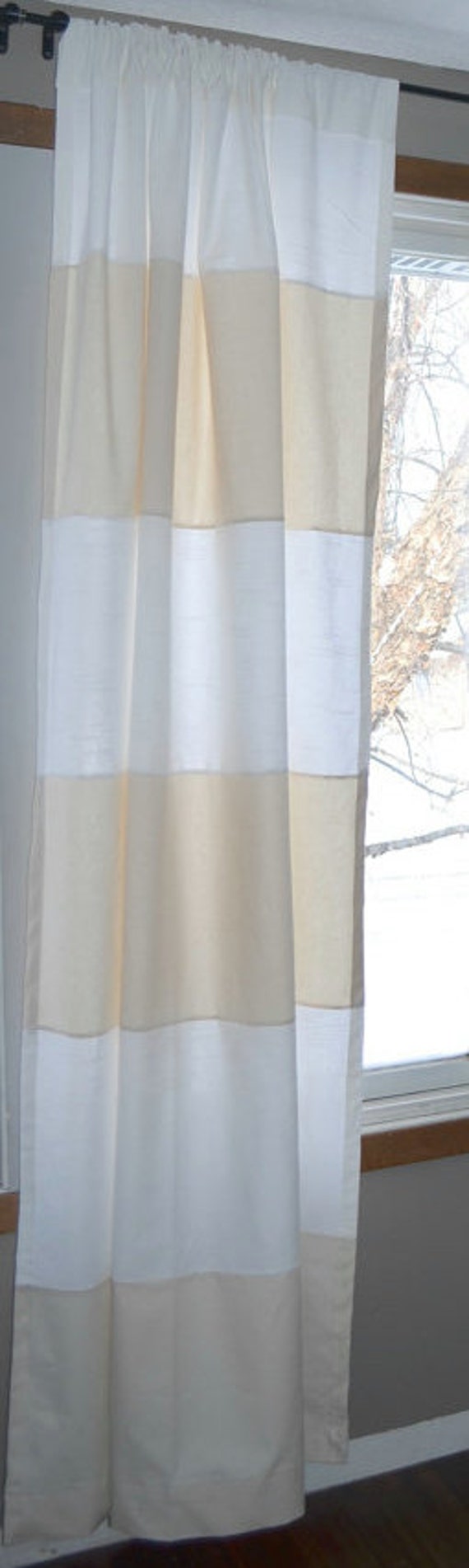 Cream And White Custom Striped Curtains Stripes Color Etsy
